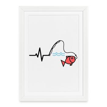 Canne à pêche à impulsions couleur poisson - Affiche encadrée (27 × 37 cm) - blanc - Devant