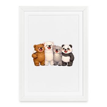 Vier Bären in Freundschaft - Gerahmtes Poster (27 × 37 cm) - Weiß - Vorne
