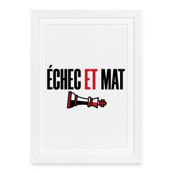 Victoire Échec et Mat Roi Renversé Style Moderne - Affiche encadrée (27 × 37 cm) - blanc - Devant