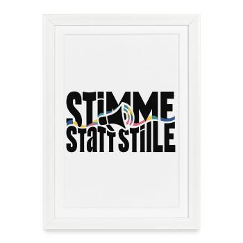 Voice instead of silence motive for protest and demo - Framed poster (27 × 37 cm) - white - Front