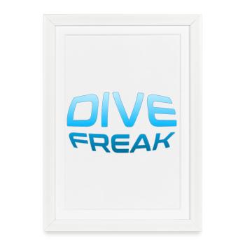 Pulsation océanique Dive Freak - Affiche encadrée (27 × 37 cm) - blanc - Devant