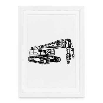 Machine à grue - Affiche encadrée (27 × 37 cm) - blanc - Devant