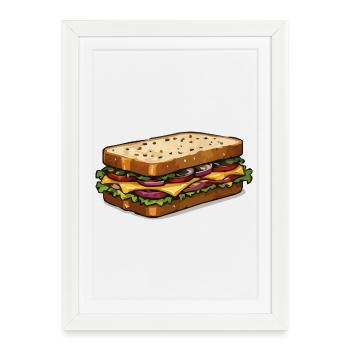 Cartoon Cheese Sandwich Illustration - Framed poster (27 × 37 cm) - white - Front