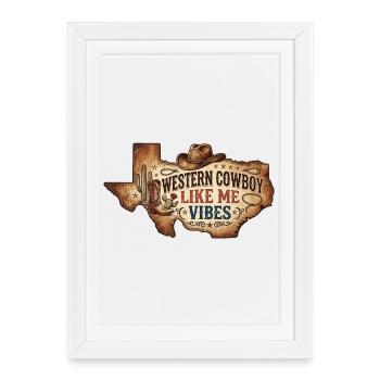 Western Cowboy Vibes Like Me - Framed poster (27 × 37 cm) - white - Front