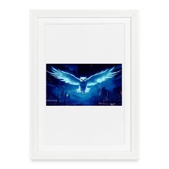 Vol du Oiseau de Nuit Bleu - Affiche encadrée (27 × 37 cm) - blanc - Devant