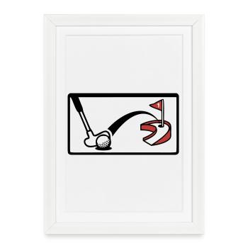 Minigolf Retro Cartoon Golfball JGA Team - Affiche encadrée (27 × 37 cm) - blanc - Devant