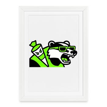 Badger Schoolbag Mascot - Framed poster (27 × 37 cm) - white - Front