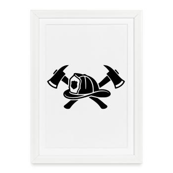 Firefighter Helmet Aexte Logo - Framed poster (27 × 37 cm) - white - Front