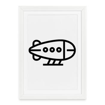 ballon dirigeable - Affiche encadrée (27 × 37 cm) - blanc - Devant