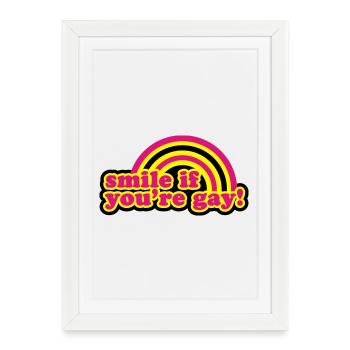 smile if you're gay - Affiche encadrée (27 × 37 cm) - blanc - Devant