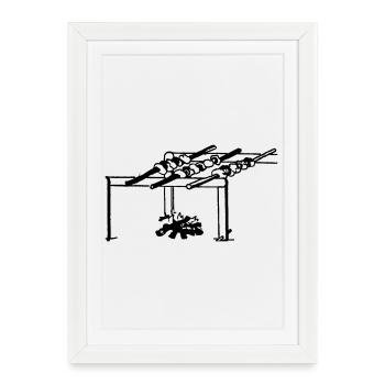 Barbecue, shish kebab, Russie - Affiche encadrée (27 × 37 cm) - blanc - Devant