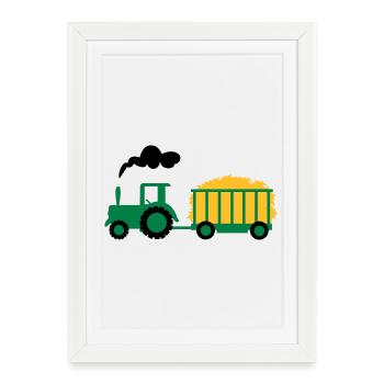 tractor - Framed poster (27 × 37 cm) - white - Front