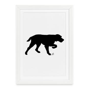 Pointing dog - Framed poster (27 × 37 cm) - white - Front