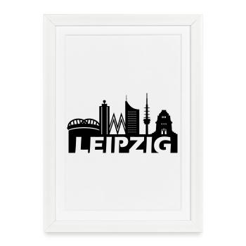 Skyline de Leipzig - Affiche encadrée (27 × 37 cm) - blanc - Devant