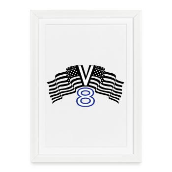 V8, muscle car, garage, voiture, tuning, États-Unis(25) - Affiche encadrée (27 × 37 cm) - blanc - Devant