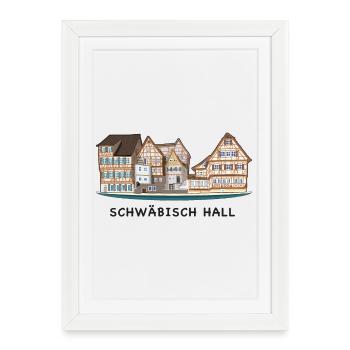 Schwäbisch Hall, Southern Germany, Drawing - Framed poster (27 × 37 cm) - white - Front