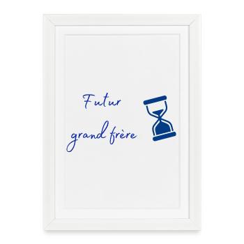 Futur grand frère Horloge bleue - Affiche encadrée (27 × 37 cm) - blanc - Devant