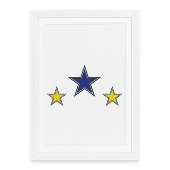 Abstract Star Patterns in Yellow and Blue - Framed poster (27 × 37 cm) - white - Front