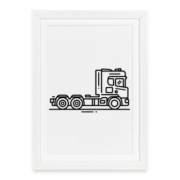Camion Camion Véhicule - Affiche encadrée (27 × 37 cm) - blanc - Devant