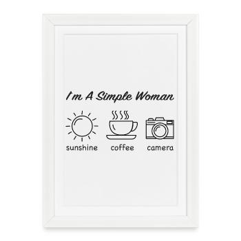 Facile Femme Soleil Café Caméra - Affiche encadrée (27 × 37 cm) - blanc - Devant
