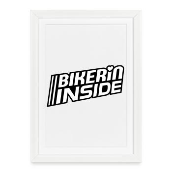 Bikerin inside lettering (colors can be changed) - Framed poster (27 × 37 cm) - white - Front