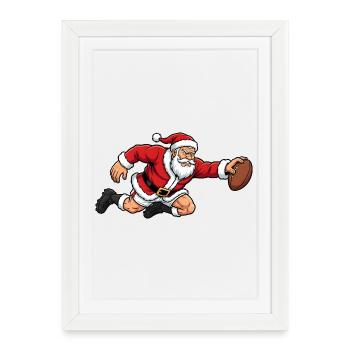 Père Noël Rugby - Affiche encadrée (27 × 37 cm) - blanc - Devant