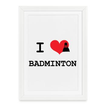 j'aime le badminton - Affiche encadrée (27 × 37 cm) - blanc - Devant