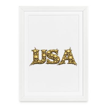 USA Skull Vine Gothic Logo - Framed poster (27 × 37 cm) - white - Front
