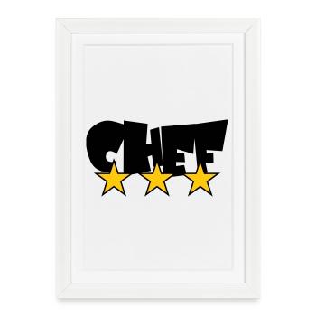 Chef Étoilé : Design 3 Étoiles Gastronomie - Affiche encadrée (27 × 37 cm) - blanc - Devant