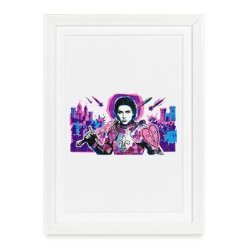 Neon Knight with Heart Shield - Framed poster (27 × 37 cm) - white - Front