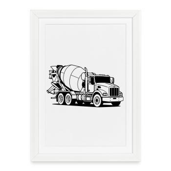 cement truck - Framed poster (27 × 37 cm) - white - Front