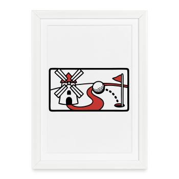 Minigolf Track Windmill Amusement Park Team - Framed poster (27 × 37 cm) - white - Front
