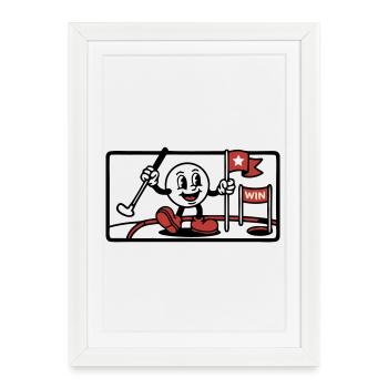 Minigolf Retro Cartoon Golfball JGA Team - Affiche encadrée (27 × 37 cm) - blanc - Devant