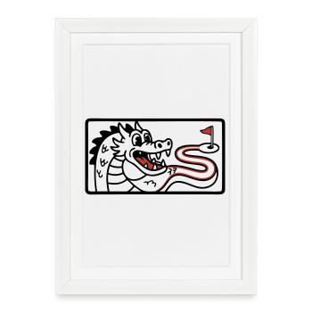 Minigolf Retro Cartoon Golfball JGA Team - Affiche encadrée (27 × 37 cm) - blanc - Devant