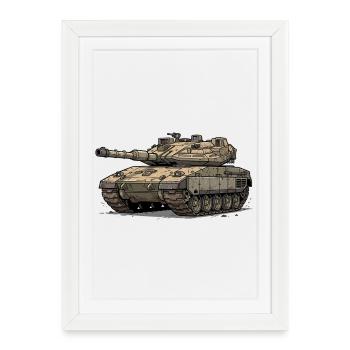 Illustration du char de dessin animé Merkava - RCCX - Affiche encadrée (27 × 37 cm) - blanc - Devant