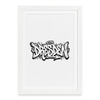 Dresde Graffiti Hip Hop - Affiche encadrée (27 × 37 cm) - blanc - Devant