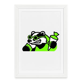 Icône de la rentrée scolaire de Badger Cool - Affiche encadrée (27 × 37 cm) - blanc - Devant