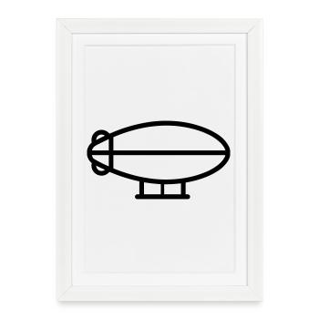 ballon dirigeable - Affiche encadrée (27 × 37 cm) - blanc - Devant