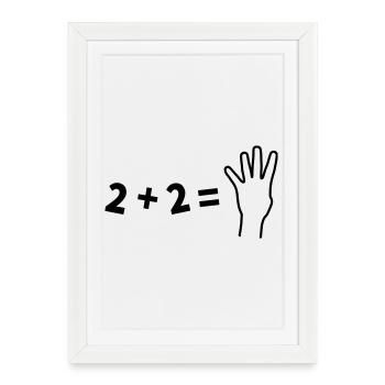 Witziges 2+2=4 Mathematik Shirt - Gerahmtes Poster (27 × 37 cm) - Weiß - Vorne