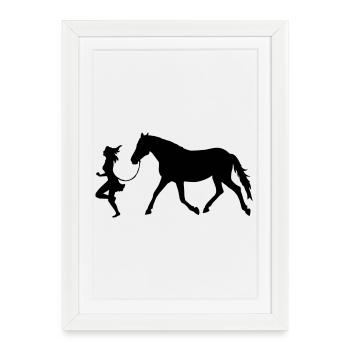 Women with horse - Affiche encadrée (27 × 37 cm) - blanc - Devant