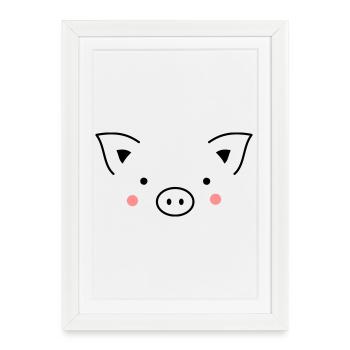 Cochon - Affiche encadrée (27 × 37 cm) - blanc - Devant