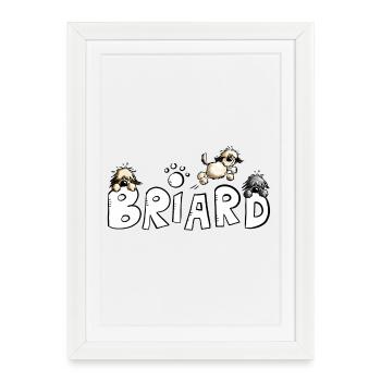 Briard Comic Font - Dog - Dogs - Framed poster (27 × 37 cm) - white - Front