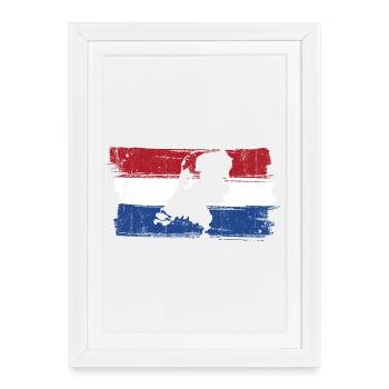 Portrait au pinceau tricolore - Affiche encadrée (27 × 37 cm) - blanc - Devant