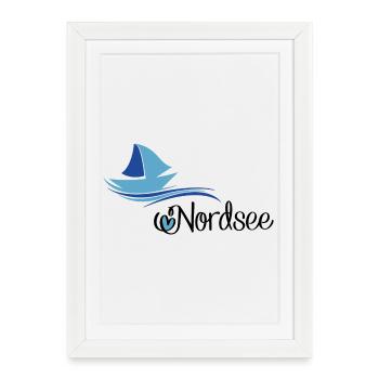 Conception de la mer du Nord avec voilier - Affiche encadrée (27 × 37 cm) - blanc - Devant