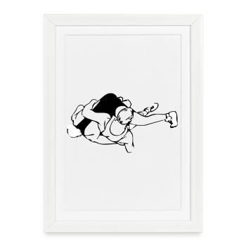 Lutteur - Affiche encadrée (27 × 37 cm) - blanc - Devant