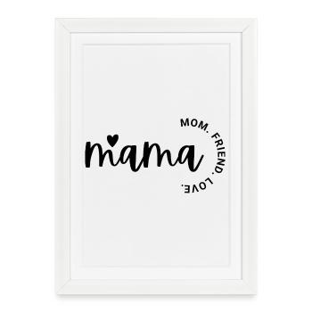 Maman T-Shirt Maman Ami Amour - Affiche encadrée (27 × 37 cm) - blanc - Devant