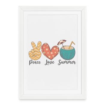 Peace Love Summer - Framed poster (27 × 37 cm) - white - Front