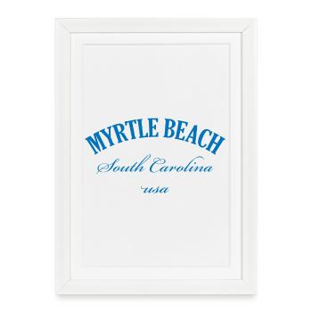 Myrtle Beach Caroline du Sud Design rétro - Affiche encadrée (27 × 37 cm) - blanc - Devant