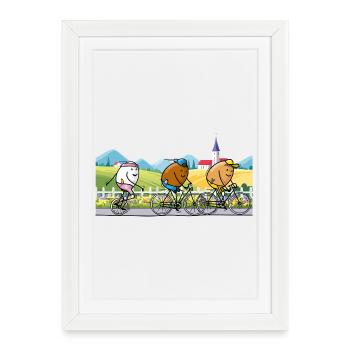 Balade à vélo entre amis - Affiche encadrée (27 × 37 cm) - blanc - Devant
