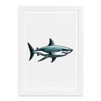 Grand requin blanc - Affiche encadrée (27 × 37 cm) - blanc - Devant